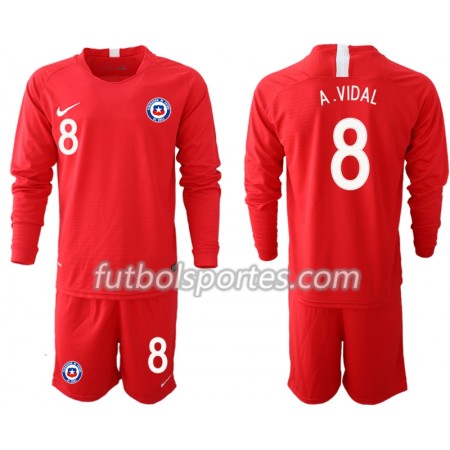 Camisetas Chile A. VIDAL 8 Niños Primera Equipacion 2018/2019 Manga Larga